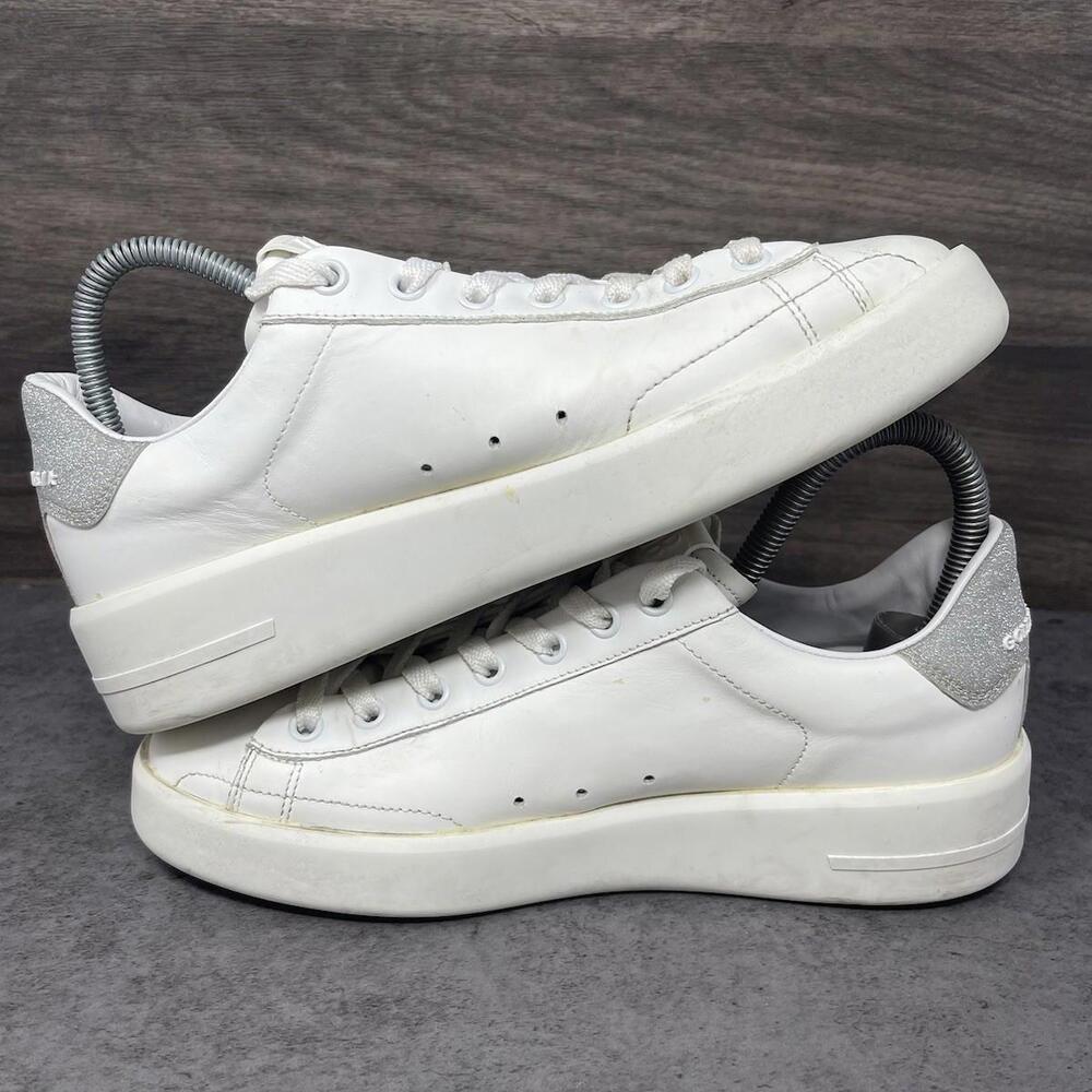 Golden Goose Sneakers Womens Size 7 (38) White Pure Star Lot Glitter Shoes - Picture 7 of 11